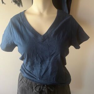 Classic Navy V-Neck Women's Top